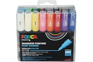 uni-ball 186716 - marker POSCA z bardzo cienką okrągłą końcówką, zestaw 16 sztuk