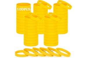 HONTIUS 8'' Braccialetti In Gomma, 100 Pezzi Braccialetti In Silicone, Giallo Vuoto Elastici di Gomma per Uomo Donna Scuola Insegnante Squadra Festa