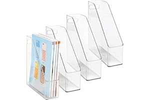 mDesign Organizzatore documenti trasparente set da 4 – raccoglitori ufficio in plastica – organizer scrivania per documenti, giornali, riviste, note, ecc. – comodo & di qualità