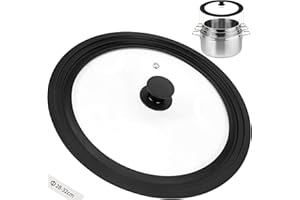 Zocipro Universel Couvercle Poele Ø 28/30/32 cm, Couvercle Casserole en Verre pour Poêles et Casseroles, Couvercle de Poêle avec Bord en Silicone et Trou Vapeur, pour Casseroles et Poêl