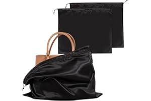 HBJSP Dust Bags for Handbags, Silk Dust Cover Storage Bags for Handbags, Handbag Dust Bags, Dustproof Drawstring Storage Pouch, Dust Covers for Clothes Handbag Purse Shoes Boots-2PCS (Black)