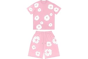 WOGOYO Denim Tears Ensemble Short Tee Shirt Homme Ensemble Homme Ete Mode Grande Taille DéContracté Haut Et Short De SurvêTement Fleurs Sweatshirt Unisexe Ensembl Confortable