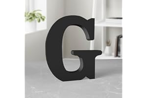 Aruatu 8 Inch Black Wood Letters Unfinished Wood Letter for Wall Decor Decorative Standing Letter Large Letters for Wall Decoration for Craft Home Party Projects (G)