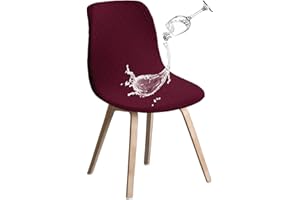 JUNZHE Shell Chair Covers Retro Chair Slipcovers Stretch Spandex Printing Lounge Corner Chair Protector for Dining Kitchen Party Banquet Club Home Decor (Wine Red, Set of 6)