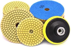 Maso Diamant-Polierpads, 10 Stück Nass/Trocken Diamant-Polierpads Stein-Polierzubehör Schleifscheibe + 1 Stück Stützteller für Granit, Marmor, Stein, Keramik, Fliesen, Beton