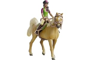 Schleich GmbH Horse Club Sarah & Mystery | Hästfigur, ridleksak för flickor 5+, realistisk hästleksak, skärmfri fantasifull l