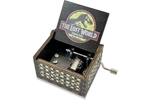 Meloditrunk Hölzerne Spieluhr für Jurassic Park, Schwarz Lasergravierte Vintage Spieluhr Handkurbel Spieluhren für Familie, Freunde, Geburtstag & Weihnachten