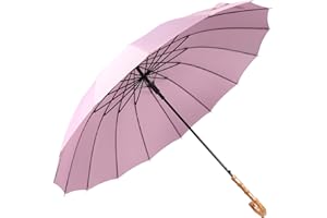 ThreeH KS08 Bamboo Wooden Umbrella with Automatic Windbreaker and Hook Handle