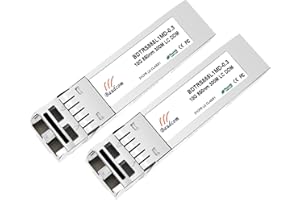 BAUDCOM Modulo 10Gb SFP SR multimodale 300 Metri LC a 850 NM, ricetrasmettitore 10GBase-SR SFP+ Compatibile con Cisco SFP-10G-SR, Meraki, Zyxel, D-Link e Altri, Confezione da 2