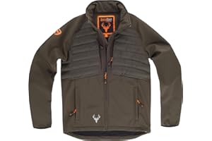 WORKTEAM CREATING STYLE AT WORK WORKTEAM Chaqueta Softshell de Caza y Outdoor, Tejido Acolchado y Manga Ranglan, Interior Polar, Cortavientos Transpirable, Cremalleras Invertidas y Cordón Ajustable en Bajo Unisex