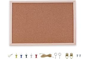 XBFOCNH Set di Bacheca in Sughero 20x30 cm Con Cornice in Legno - Materiale di Montaggio e Puntine Incluse - Per Cucina