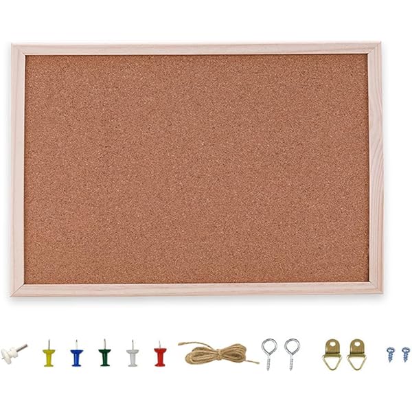 Bacheca In Sughero 20x30 Cm Con Cornice In Legno - Lavagna Per Appunti, Foto E Promemoria, Con Puntine Incluse - Foto 3