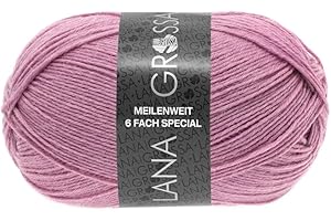 ‎LANA GROSSA LANA GROSSA Meilenweit 6-fach 150 | 6-fädiger Sockenklassiker, waschmaschinenfest | Handstrickgarn 80% Schurwolle & 20% Polyamid | 150g Wolle zum Stricken & Häkeln | 390m Garn FB9223