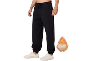 ineepor Jogginghose Herren Baumwolle Thermo Dicke Breite Jogginghosen Baggy Warme Fleece Gefütterte Weit Gym Sporthosen Winter Track Pants mit reißverschluss Taschen