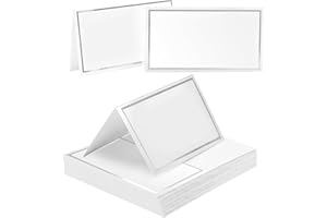 BDBF 50PCS Silver Edge Table Setting Reception Seating Name Cards, Rectangle Place Cards for Wedding Dinner Party