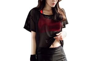 Kvinnor Mesh Täcker, Se Genom Sheer Fishnet Top T-shirt Crop Top för Kvinnor
