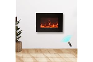 FLAME&SHADE Wall Mounted Electric Fires, 55cm Wide Freestanding or Hanging Fireplace Room Heater with Remote