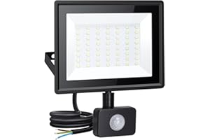 Aigostar Security Lights Outdoor Motion Sensor, 50W PIR Sensor Security Light 4300 Lumens, Black Flood Light, Super Bright Flood Lights Outdoor, IP65 Waterproof Floodlight for Backyard, Garden, Patio