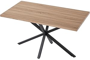 JZGORC Moderner Rechteckiger Esstisch, Nordischer Esstischs mit MDF-Tischplatte, Esstisch mit Schwarzen Metallbeinen, Esstischs für Wohnzimmer oder Küche, 140 * 78 * 77 cm – Helle Eiche
