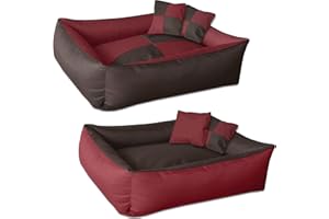 BedDog® 2in1 Max Quattro Marrone/Rosso XXL, 120x85 cm, Letto per Cane L Fino a XXXL, 8 Colori, Cuscino, Divano, Cestino per Cane