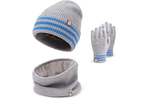 Baynetin Set Invierno 3en1 Infantil | Gorro Térmico + Cuello Polar & Manoplas Táctiles (4-10 años) - Forro Polar Elástico para Esquí/Nieve Regalo Infantil Conjunto de Invierno para Niños