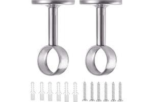 YIPUETERNITY 2 Piezas Soportes Ajustables de Techo, 32mm Soporte para Cortinas con Tornillos, Acero Inoxidable Barra de Cortina Soporte para Poste de Armario, Soporte de Armario, Cortina de Ducha