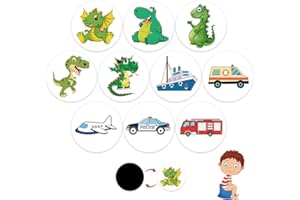 UEAVOID Pack of 10 Reusable Stickers for Boys and Girls, Interesting Potty, Potty Training, Pipi, Dinosaur, Car, Animal, Patterns (Colour Changing)