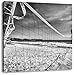 Produktbild Monocrome, Volleyballnetz am Strand, Format: 70x70 auf Leinwand, XXL riesige Bilder fertig gerahmt mit Keilrahmen, Kunstdruck auf Wandbild mit Rahmen, günstiger als Gemälde oder Ölbild, kein Poster oder Plakat