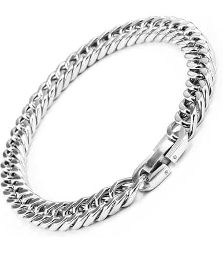 Bracciali Uomo Acciaio Inossidabile Meemion - Set 2 Pezzi Argento, Cubano 21cm, Regalo Per Papà, Marito, Fratello - Foto 8
