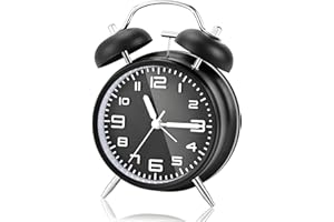 DxxD Wecker Kinder Analog Ohne Ticken mit Nachtlicht, Kinderwecker für Jungen und Mädchen, großes Zifferblatt von 4 Zoll, Lauter Alarm für Tiefschläfer Büroangestellter, Batteriebetrieben Retro Design
