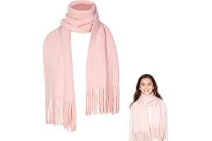 ALLY-MAGIC Warm Kids Knit Scarf, Kids Neck Warmer for Boys & Girls, Wool Blend Tassel Detailing, Ideal for Winter & Autumn, Long Neckerchief for Extra Warmth Y7ETLSWJ