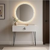 Egecan Mobilya Beyaz Metal Ayaklı Modern Dresuar &ndash; 80X20X20 Cm, Suntalam, Minimalist Antre Ve Salon Konsol Dolabı