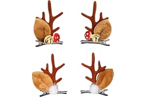 PEJLND Weihnachts Haarschmuck - 4 Stück Rentier Geweih Haarclips Haarschmuck Weihnachten Hirschgeweih Haarspangen Mädchen Weihnachts Deko Haarklammern Hirsch Haar Accessoires für Kinder Mädchen Damen