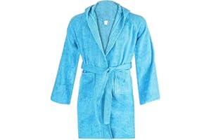 INTRECCI Accappatoio Bambino e Bambina, Accappatoio Spugna di Cotone, 12/14 Anni, Assorbente, Morbido, per Pelli Sensibili, Certificato Oeko-Tex. Colore: Turchese