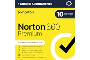 NORTONLIFELOCK Norton 360 Premium 2025| Antivirus 10 dispositivi| 1 anno|Digital Download