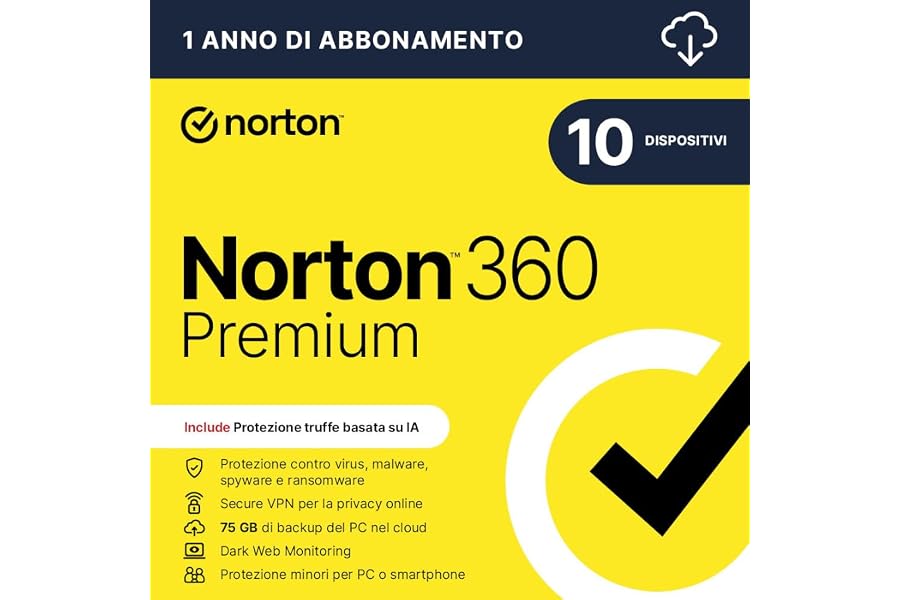Norton 360 Premium 2025| Antivirus 10 dispositivi| 1 anno|Digital Download