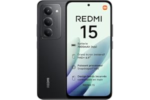 XIAOMI Redmi 15, Smartphone 8+256 Go, Écran FHD+ 144 Hz 6,9 Pouces, Snapdragon 685, Double caméra 50 MP avec IA, Batterie 7000 mAh, Noir, Chargeur Non Inclus