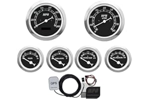 MOTOR METER RACING 6 Gauge Set Classic with GPS Electrical Speedometer Digital Odometer Black Dial