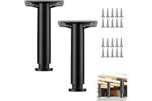 Rakiuty Pieds de Lit Réglable,15cm-25cm Pied de Meuble Salle de Bain Pied,Pieds de Meuble,Pieds de Meubles Réglables,pour Table Chaise Armoires Canapé Jambe,Noir,2 Pièces