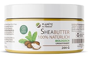 PLANÈTE AU NATUREL SheaButter Organic 200 g - Karité Butter - 100% Pure - 100% Natural - Unrefined - Vegan - All Skin Types, Natural Body Butter - Face, Lips, Hair - Nourishes, Protects, Moisturises