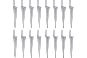 TRIBECCO Lot de 16 supports de poteau universels à enfoncer - En acier argenté (16, 70 x 600)