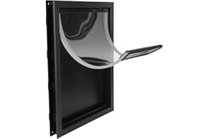 CUEI Pet Door Dog Door, Large 50x38cm/ 19.7x15in Plastic Magnetic Flap Pet Door with Removable Partition Plate, Strong Durable Easy Installation Dog Door for Small, Medium, and Large Pets(Black)