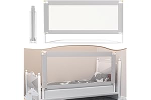 Eulenke 150cm Bed Rail Foldable, 68-95cm Height Adjustable Toddler Bed Guard with Double Safety Lock, Vertical Lifting Anti-Fall Beds Mesh Guardrail for Full Size Queen King Mattress