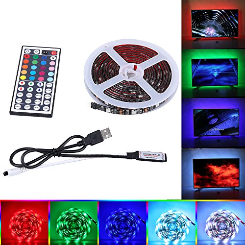 Preisvergleich Produktbild LED TV Hintergrundbeleuchtung, SPARKE 2x1.64ft+2x3.28ft USB Angetrieben RGB Wasserdicht Led Streifen-Beleuchtung ändern Farbwechsel Mood Licht Kit Für 50 "- 70" TV-Bildschirm und PC-Monitor(Schwarz)