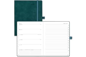 POPRUN Diary A5 Week to View 2026 PU Leather Soft Cover Appointment Book 22 x 16.5 cm - 26 Weekly Planner & Notebook in One, Inner Pocket, Monthly Tab (Peotrol Green)