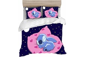 Doiicoon Lilo & Stitch, Bettwäsche-Set, 3D Anime Cartoon Kinder -Mikrofaser, Polycotton, Lilo Und Stitch Bettwäsche, Für Jungen Und Mädchen (2,135 x 200 cm)