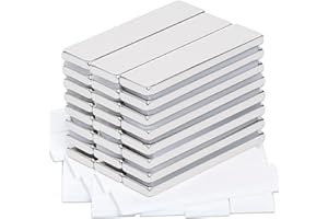MIN CI 24Pack Strong Neodymium Magnets, 40x10x3mm, Silver, Rectangular, High Pull Force, Self Adhesive, Heavy Duty
