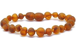 STUNNING AMBER Genuine Raw Baltic Amber Bracelet Anklet Beads Knotted sizes 14-19 cm Cognac Colour