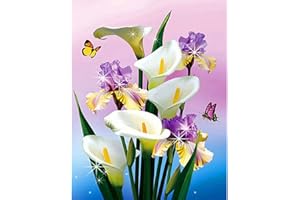 DCIDBEI 5D Diamond Painting Fiore 40x50 cm Diamond Painting Fiori di Lily Puzzle 5d Diamond Kit Completo Fiori Quadro Perline Diamond Fiori Dipingere con i Diamanti Adulti Puzzle Diamond Bambini
