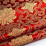 chinesische stoffe berlin Material: Brokat. Youmu, Brokatstoff mit chinesischer Blumen-Stickerei, seidiger Satin-Stoff, 1 m, in 10 Farben rot